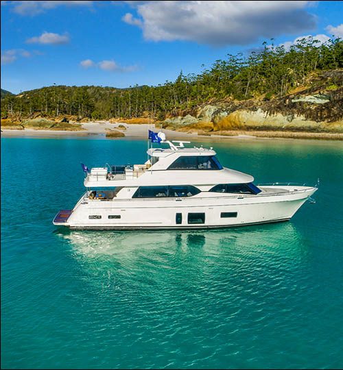 Ocean Alexander 88 at anchor ebtty's beach